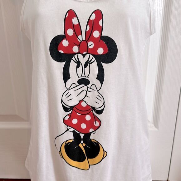 Minnie Mouse Disney Racer Back White Tank Disney World Disneyland Medium M NWOT - Picture 2 of 5